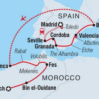 tourhub | Intrepid Travel | Premium Spain & Morocco | Tour Map