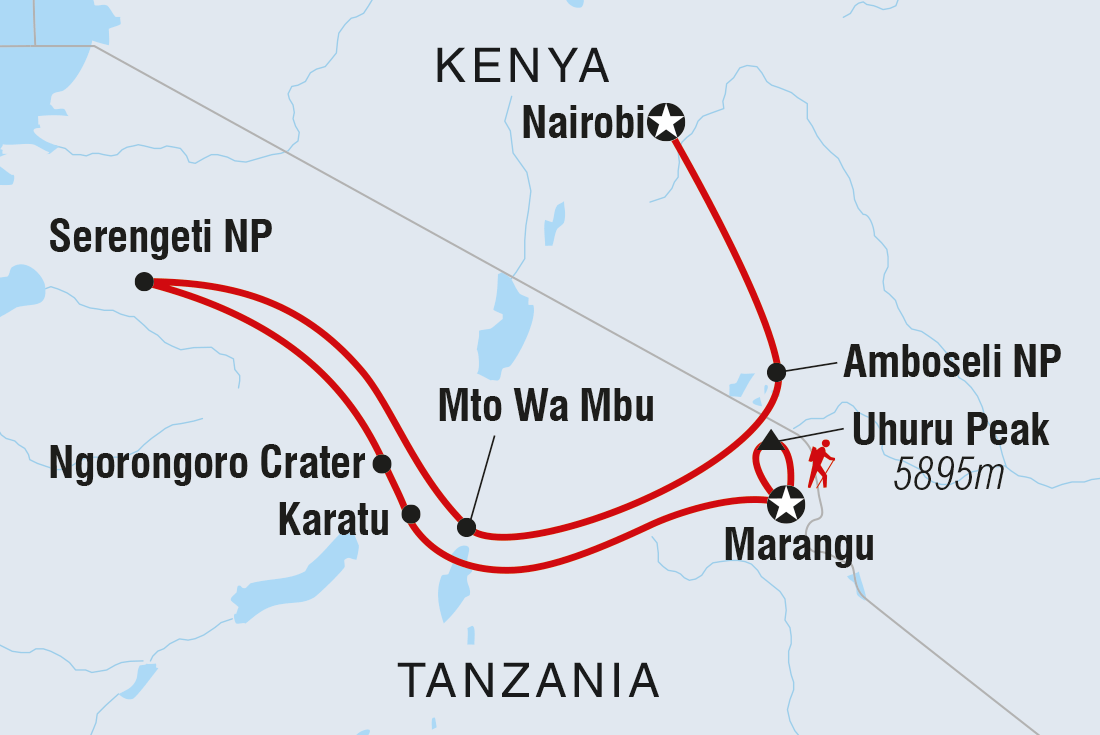 tourhub | Intrepid Travel | Safari to Kilimanjaro - Machame Route | Tour Map