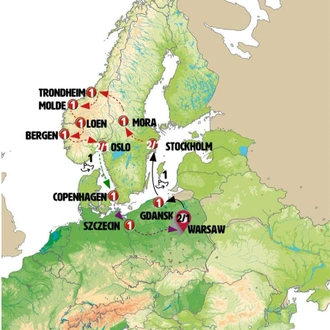 tourhub | Europamundo | Fabulous Poland and Fjords End Oslo | Tour Map