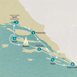 tourhub | Topdeck | Sail & Swim: Croatia Plus (Leonardo) 2024 | Tour Map
