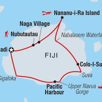 tourhub | Intrepid Travel | Fiji: Hike, Raft & Snorkel | Tour Map