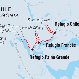 tourhub | Intrepid Travel | Patagonia: Torres del Paine Classic W Trek | Tour Map