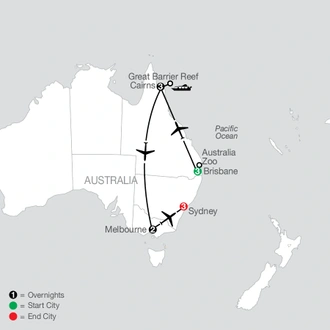 tourhub | Globus | Great Sights of Australia | Tour Map