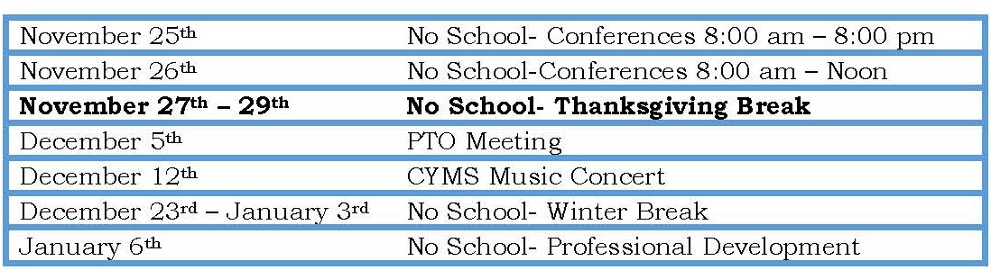 November/December Calendar