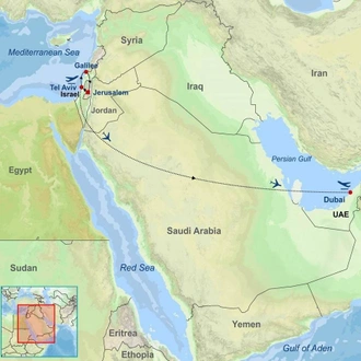 tourhub | Indus Travels | Highlights of Israel and Dubai | Tour Map