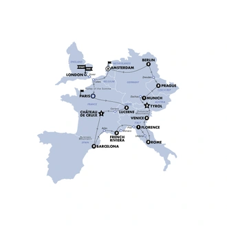 tourhub | Contiki | European Escapade | Plus | Start Paris | Summer 2026 | Tour Map