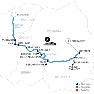 tourhub | Avalon Waterways | Balkan Discovery with 1 Night in Bucharest (Illumination) | Tour Map