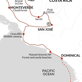 tourhub | Explore! | Family Costa Rica Highlights | Tour Map