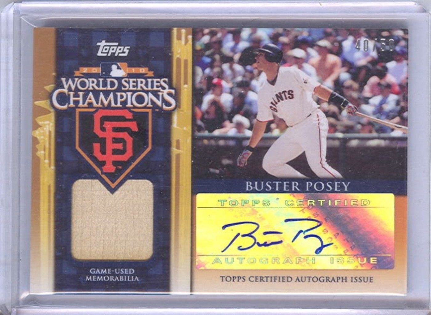 Buster Posey Topps World Series relic autograph card