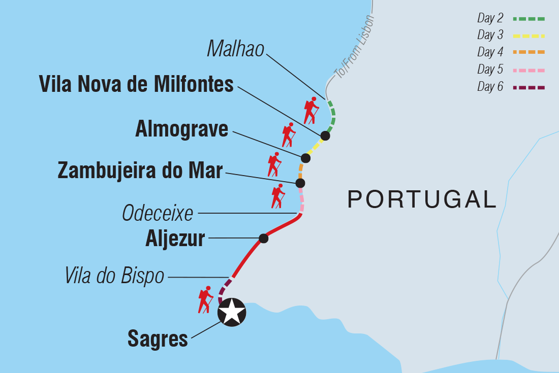 tourhub | Intrepid Travel | Hike the Rota Vicentina in Portugal | Tour Map