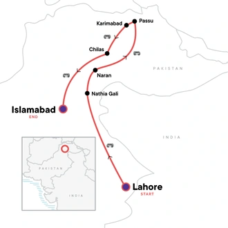 tourhub | G Adventures | Pakistan: Karakoram Highway, Local Eats & Village Life | Tour Map