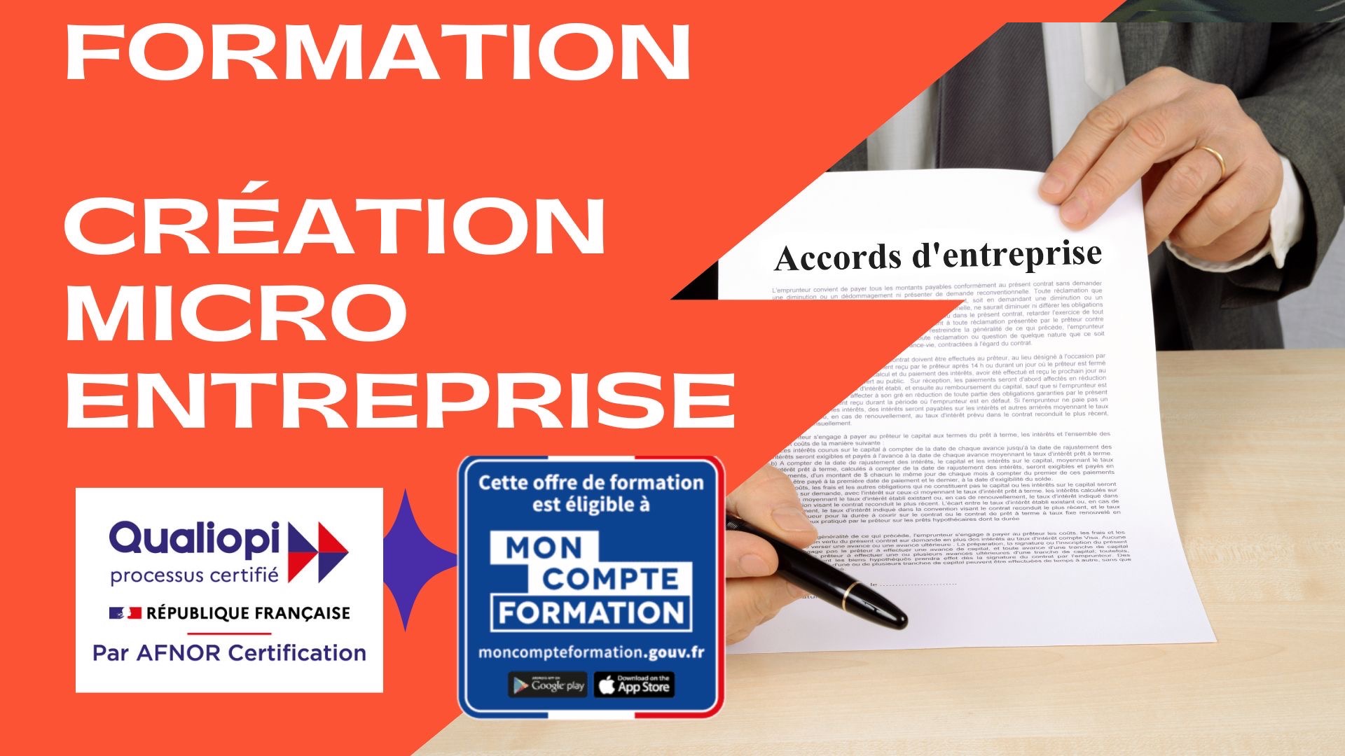 Représentation de la formation : Création micro entreprise - 6 heures