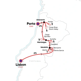 tourhub | G Adventures | Portugal: Village Walks & the Douro Valley | Tour Map