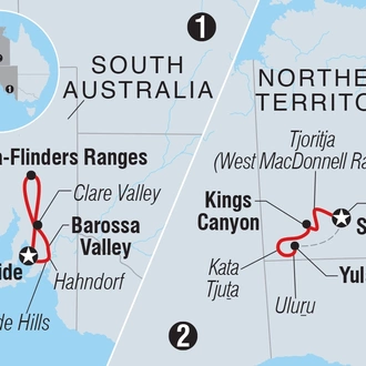 tourhub | Intrepid Travel | Best of South Australia & Red Centre | Tour Map