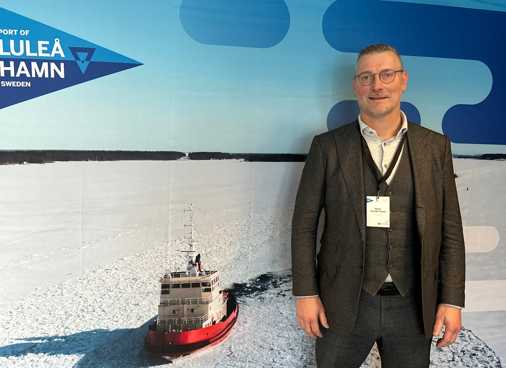Peter Van Der Steen, managing director, Rhenus Logistics, Rotterdam, är en av de som rest långväga för att vara med på Luleå Hamns marknadsdagar.