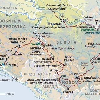 tourhub | Wild Frontiers | Into The Balkans: Serbia, Kosovo, Bosnia & Herzegovina | Tour Map