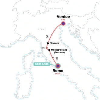 tourhub | G Adventures | Christmas in Italy: Rome to Venice | Tour Map