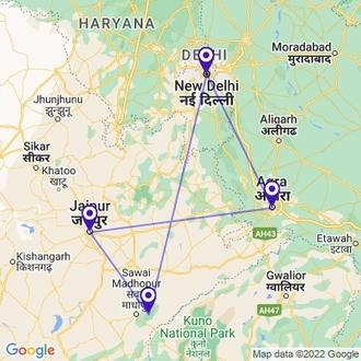 tourhub | Holidays At | Golden Triangle Tour with Jungle Safari | Tour Map