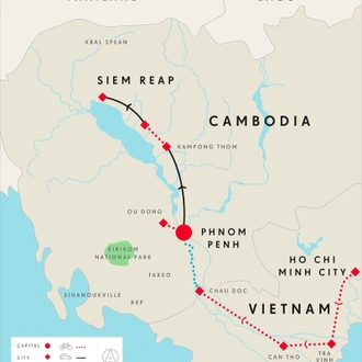 tourhub | SpiceRoads Cycling | Biking Saigon to Angkor Wat   | Tour Map