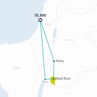 tourhub | Bamba Travel | Petra & Wadi Rum Experience 3D/2N (from Tel Aviv) | Tour Map