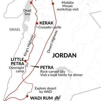 tourhub | Explore! | Family Jordan, Petra and Desert Adventure | Tour Map