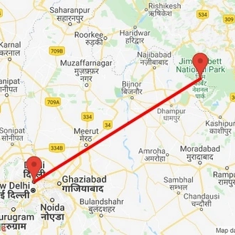 tourhub | Agora Voyages | Delhi to Corbett Tiger Reserve | Tour Map