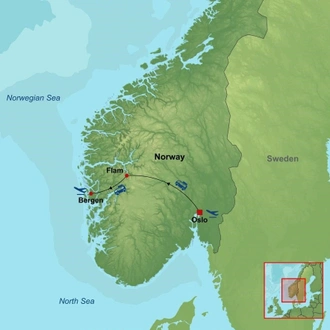 tourhub | Indus Travels | Vision of Norwegian Fjords in Winter | Tour Map