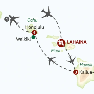tourhub | Saga Holidays | Hawaiian Islands Discovery | Tour Map
