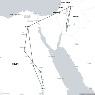 tourhub | Fez Travel | 2024 - Jordan and Egypt on a Budget Tour | Tour Map