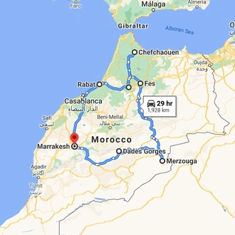 tourhub | Morocco Private Tours | 9 days tour best of Morocco starting from Marrakech | Tour Map