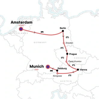 tourhub | G Adventures | Essential Western Europe: Amsterdam, Berlin & Epic Views | Tour Map