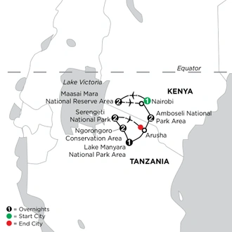 tourhub | Globus | East Africa Private Safari | Tour Map