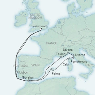 tourhub | Saga Ocean Cruise | Italy and the Western Mediterranean | Tour Map