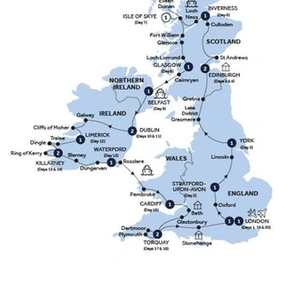 tourhub | Insight Vacations | Romantic Britain & Ireland - Small Group | Tour Map