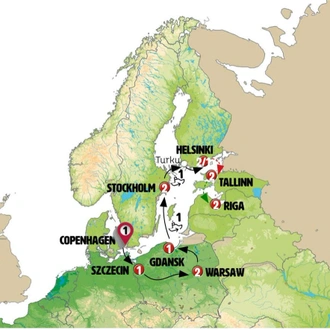 tourhub | Europamundo | Nordic Gems and Poland End Riga | Tour Map