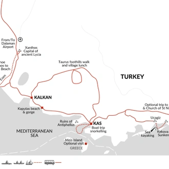 tourhub | Explore! | Family Turkey Coastal Active Adventure | Tour Map