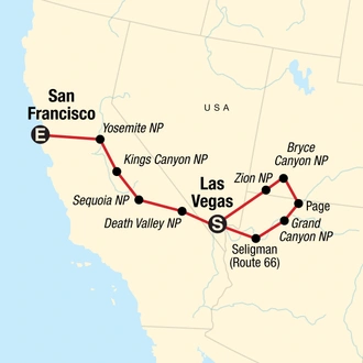 tourhub | G Adventures | National Parks of the American West | Tour Map