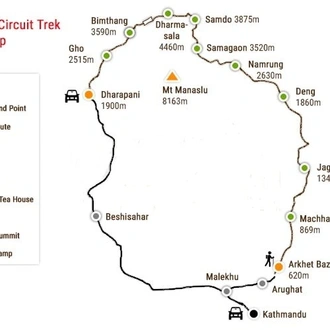 tourhub | Sherpa Expedition & Trekking | Manaslu Circuit Trek | Tour Map