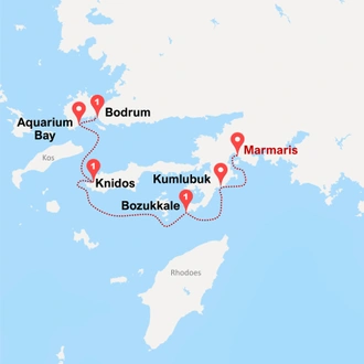 tourhub | Travel Talk Tours | Sail Marmaris to Bodrum &#8211; Premium Gulet with Air-con. | Tour Map