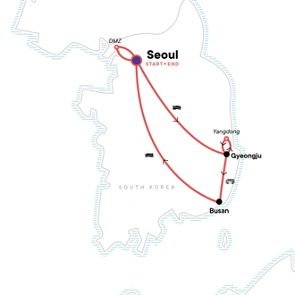 tourhub | G Adventures | Best of South Korea | Tour Map