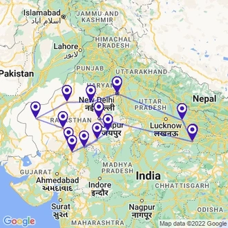 tourhub | Holidays At | Real North India Tour | Tour Map