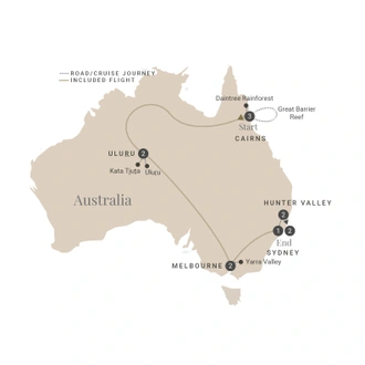 tourhub | Luxury Gold | Inspiring Australia | Tour Map