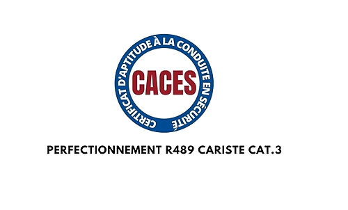 Représentation de la formation : RÉGLEMENTAIRE - CACES PERFECTIONNEMENT R489 CARISTE CAT.3 CAT.3 - CHARIOTS ÉLÉVATEURS FRONTAUX EN PORTE-ÀFAUX (CAPACITÉ NOMINALE ≤ 6 TONNES)