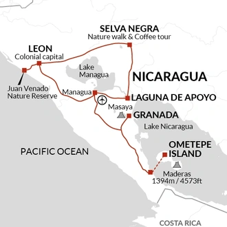tourhub | Explore! | Nicaragua - Land of Lakes and Volcanoes | Tour Map