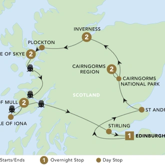 tourhub | Back-Roads Touring | A Scottish Journey 2025 | Tour Map