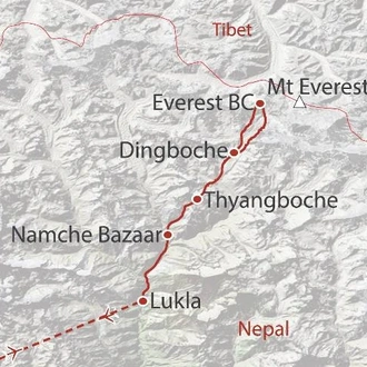 tourhub | World Expeditions | Everest Base Camp over 55's in Comfort | Tour Map