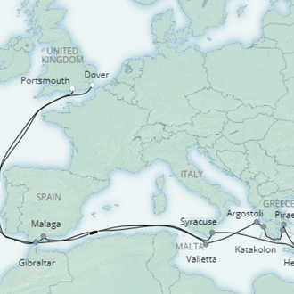 tourhub | Saga Ocean Cruise | Athens and the Greek Islands | Tour Map