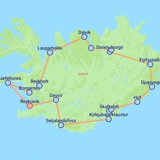 tourhub | On The Go Tours | Totally Iceland - 7 days | Tour Map