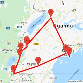 tourhub | Kent Safari Tours | 13 Days Trip Essential Uganda | Tour Map