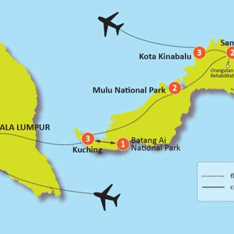 tourhub | Tweet World Travel |  Malaysia And Borneo In Depth Tour | Tour Map
